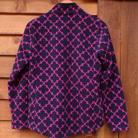 Talbots Women's Full-Zip Fleece Jacket Size M Long Sleeve Zip Pockets Blue Pink - Picture 6 of 9